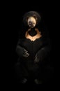 Malayan sunbear in dark background Royalty Free Stock Photo