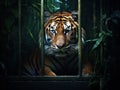 Malayan Tiger in Cage Royalty Free Stock Photo