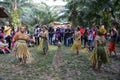 Malaysia aborigines Mah Meri dance in front of tourists.