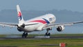 Malaysia Airlines Airbus A330 aircraft landing at Auckland International Airport Royalty Free Stock Photo