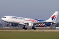 Malaysia Airlines landing on Schiphol Amsterdam Airport