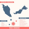 Malaysia - Asia Country Map. Covid-29, Corona Virus Map Infographic Vector Template EPS 10