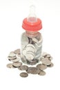 Malaysia Coins in Baby Bottle Royalty Free Stock Photo