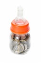 Malaysia Coins in Baby Bottle Royalty Free Stock Photo