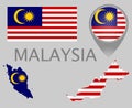 Malaysia flag, map and map pointer