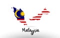 Malaysia country flag inside map contour design icon logo Royalty Free Stock Photo