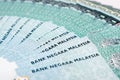 Malaysia Currency MYR: Stack of Ringgit Malaysia bank note. Royalty Free Stock Photo