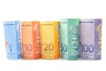 Malaysia currency one,five,ten,fifty and hundred ringgit Royalty Free Stock Photo