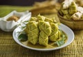 Malaysia Daun known Raya It Pulut traditional food Ketupat Mubarak bowl eat Hari Ketupat also Eid celebration called yellow Palas