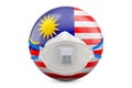 Malaysia with filtering half face mask, respirator. 3D rendering