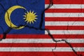 Malaysia flag on the cracked earth