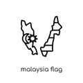 Malaysia flag icon. Trendy modern flat linear vector Malaysia fl