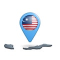 Malaysia flag map pin on white Royalty Free Stock Photo