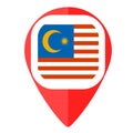 Malaysia flag pin map marker country Royalty Free Stock Photo