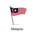 Malaysia flag on pole, infographic element on white