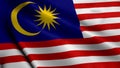 Malaysia Flag. Waving Fabric Satin Texture Flag of Malaysia 3D illustration Royalty Free Stock Photo