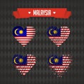 Malaysia heart with flag inside. Grunge vector graphic symbols Royalty Free Stock Photo