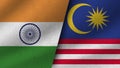 Malaysia and India Realistic Two Flags Together