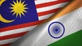 Malaysia and India two flags textile cloth, fabric texture