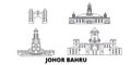 Malaysia, Johor Bahru line travel skyline set. Malaysia, Johor Bahru outline city vector illustration, symbol, travel