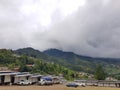 Malaysia - June 2022: Foggy scenic view of mountains in Kundasang Mountain Kinabalu Sabah