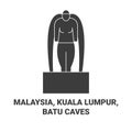 Malaysia, Kuala Lumpur, Batu Caves travel landmark vector illustration