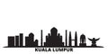 Malaysia, Kuala Lumpur city skyline isolated vector illustration. Malaysia, Kuala Lumpur travel black cityscape