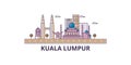 Malaysia, Kuala Lumpur tourism landmarks, vector city travel illustration