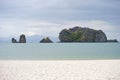 Malaysia, Langkawi. View of the beach and the cliffs of the Andaman Sea..