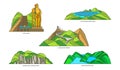 Malaysia linear landmarks, travel and nature icons