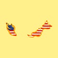 Malaysia - Map colored with Malaysian flag Royalty Free Stock Photo
