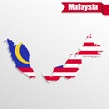 Malaysia map with flag inside and ribbon Royalty Free Stock Photo