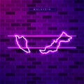 Malaysia map glowing purple neon lamp sign