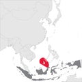 Indonesia Location Map on map Asia. 3d Indonesia flag map marker location pin. High quality map of Republic of Indonesia. Southeas