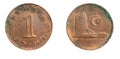 Malaysia one  sen coin on a white isolated background Royalty Free Stock Photo