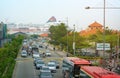 MALAYSIA, PENANG, GEORGETOWN - CIRCA JUL 2014: Traffic flows away from the passenger pier on this street near the port. A