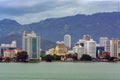 Malaysia, Penang, Pulau Pinang, Georgetown, City skyline and coast Royalty Free Stock Photo