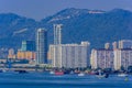 Malaysia, Penang, Pulau Pinang, Georgetown, City skyline and coast Royalty Free Stock Photo