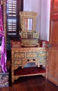 Malaysia Penang Vintage Ancient Antique Art Nouveau Golden Wooden Cabinet Dresser Furniture Art Crafts Nyonya Nonya Green House