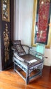 Malaysia Penang Vintage Ancient Antique Lounge Chair Cabinet Furniture Treasure Nyonya Nonya GreenHouse Pinang Peranakan Mansion Royalty Free Stock Photo