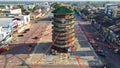 Malaysia, Perak - 07/02/2022 Aerial view the second tilted tower in the world