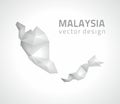 Malaysia polygonal triangle grey and silver vector map