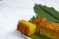 Malaysia popular and traditional snack. Kuih Bingka Ubi or Bake Tapioca Cake