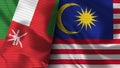 Malaysia and Oman Realistic Flag Ã¢â¬â Fabric Texture Illustration Royalty Free Stock Photo