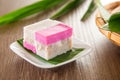 Malaysia traditional snacks from Peranakan Culture - Kuih Talam made of pandan leaf and coconut Royalty Free Stock Photo