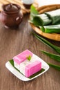 Malaysia traditional snacks from Peranakan Culture - Kuih Talam made of pandan leaf and coconut