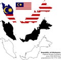 Malaysia vector map, flag, borders, mask , capital, area and population infographic Royalty Free Stock Photo