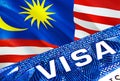 Malaysia visa document close up. Passport visa on Malaysia flag. Malaysia visitor visa in passport,3D rendering. Malaysia multi Royalty Free Stock Photo