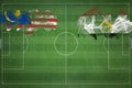 Malaysia vs Egypt Soccer Match, national colors, national flags, soccer field, football game, Copy space