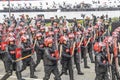 Malaysian anti riot police or Federal Reserve Unit marching during 65th Malaysia National Day in Kuala Lumpur, Malaysia.